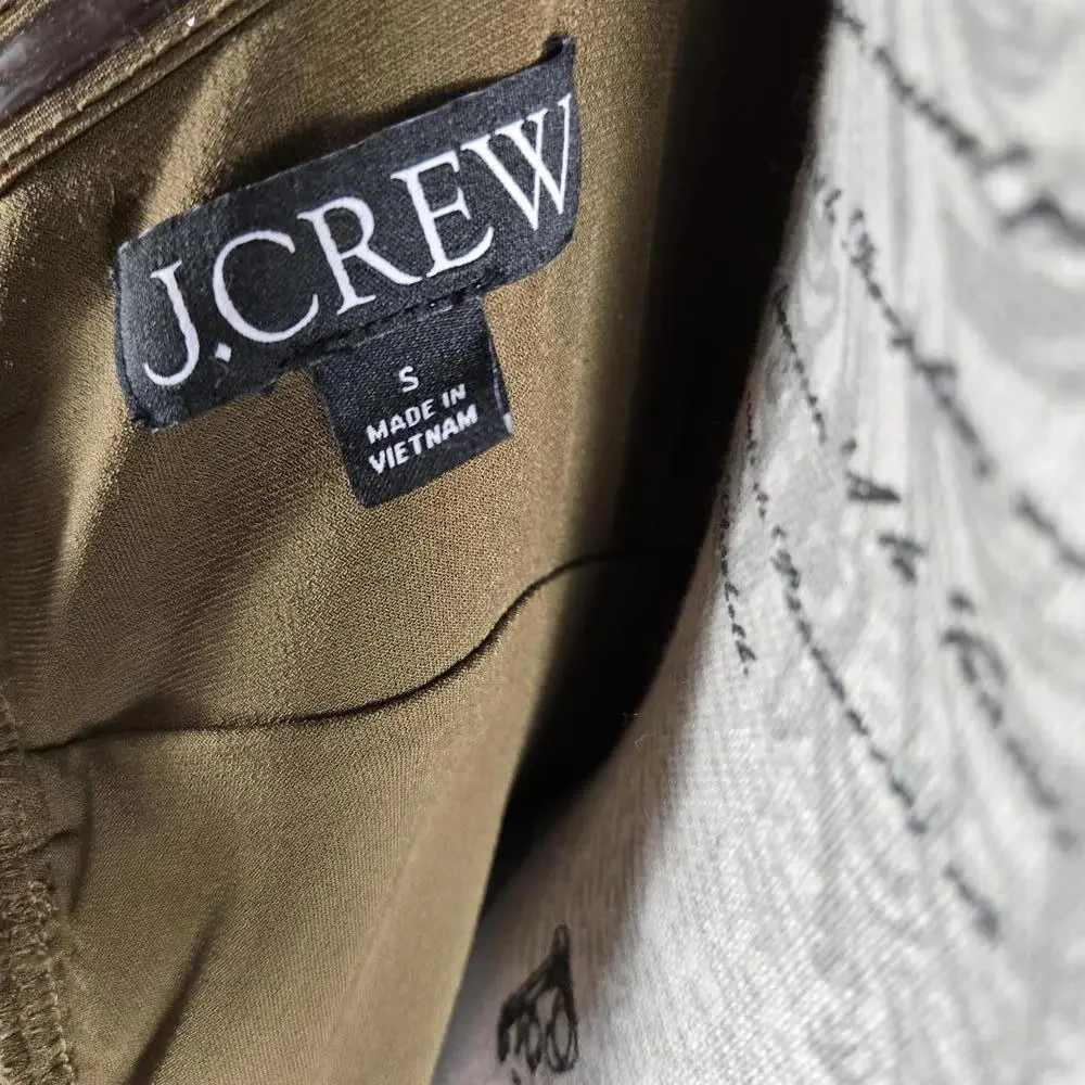 J. Crew Size S Olive Green Ruched Bodice Bubble Hem Sleeveless Midi Dress Prom - Picture 6 of 9